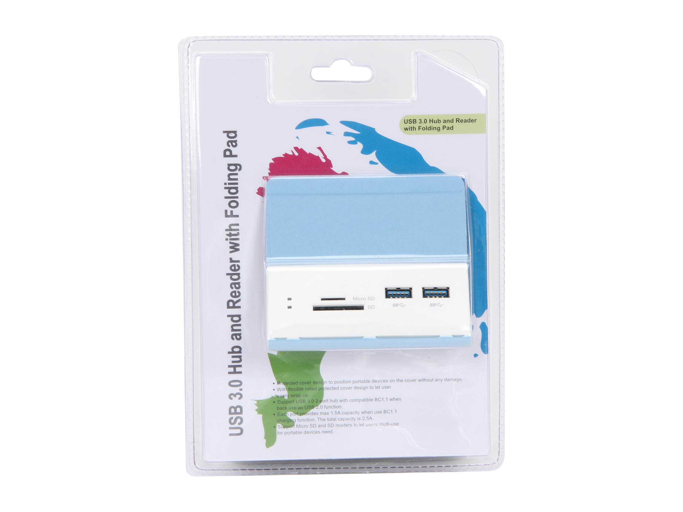 GWC RU6330 USB 3.0 HUB and Reader with Folding Pad