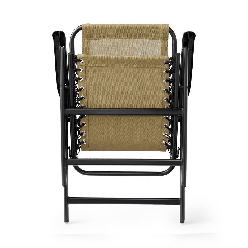 Caravan Canopy Infinity Suspension Steel Frame Folding Chair, Beige (2 Pack)