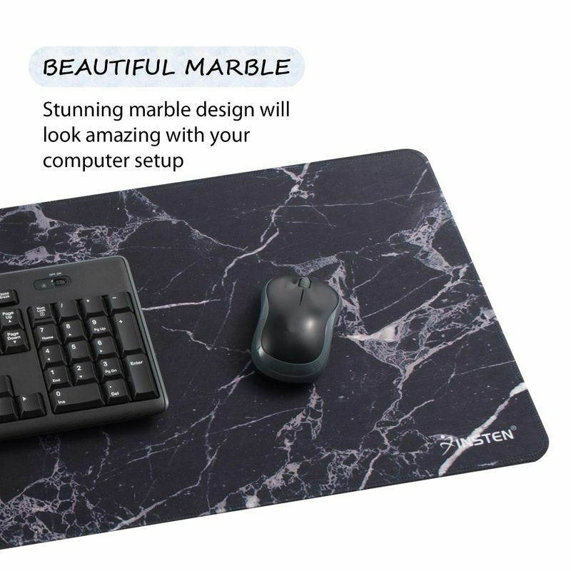 Non-Slip XXL Marble Mouse Pad Mat Pad Keyboard Mat For Computer PC Gaming, Black