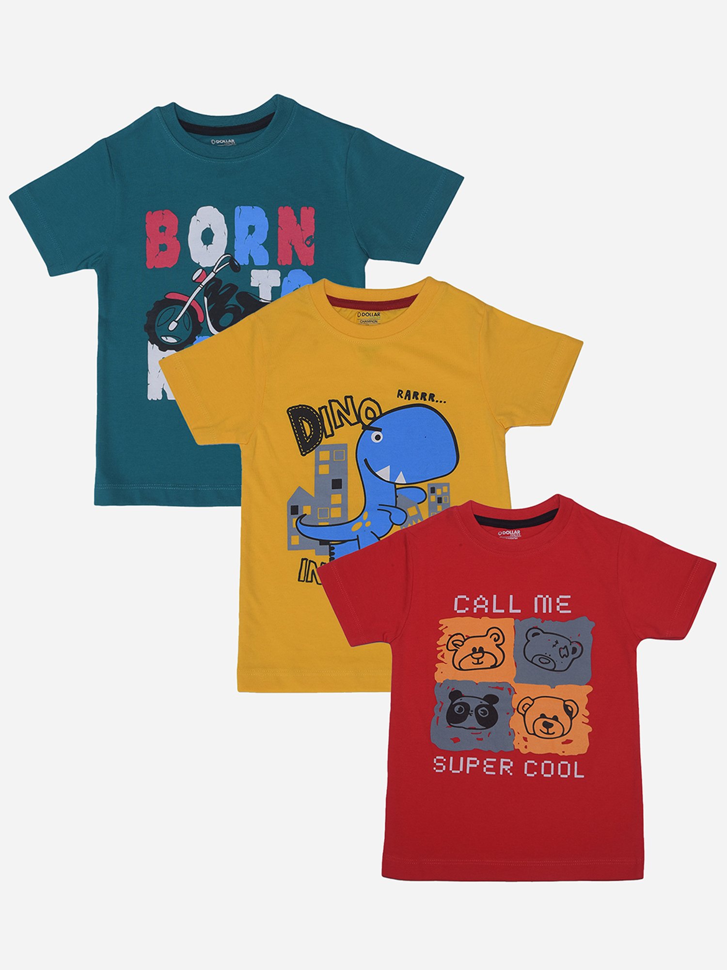 Dollar Boys Assorted Printed T-Shirt (Pack Of 3)
