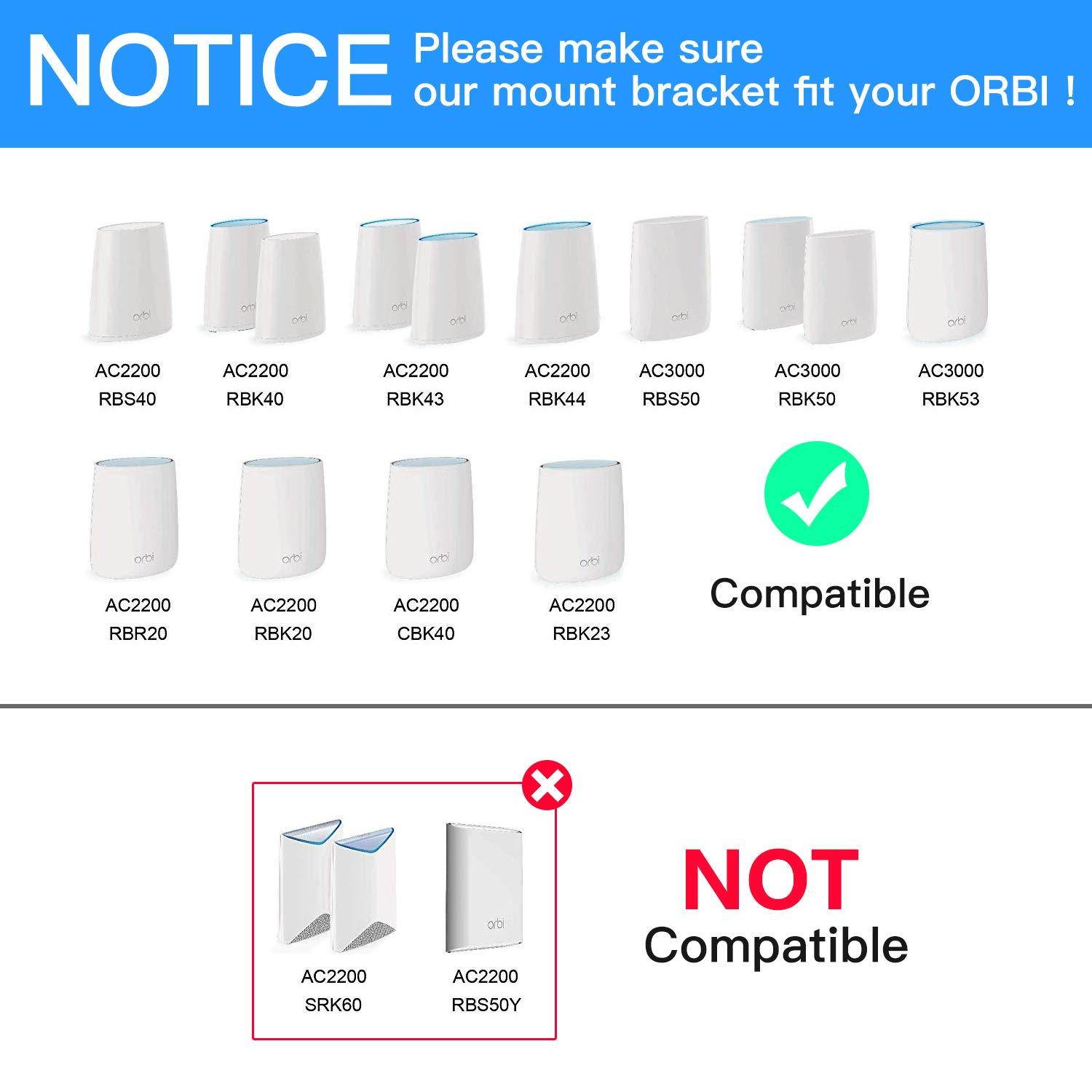 Netgear Orbi Wall Mount, BASSTOP Sturdy Clear Acrylic Wall Mount Bracket Compatible with Orbi WiFi Router RBS40, RBK40, RBS50, RBK50, AC2200 AC3000 Tri Band Home WiFi Router- (1 Pack)