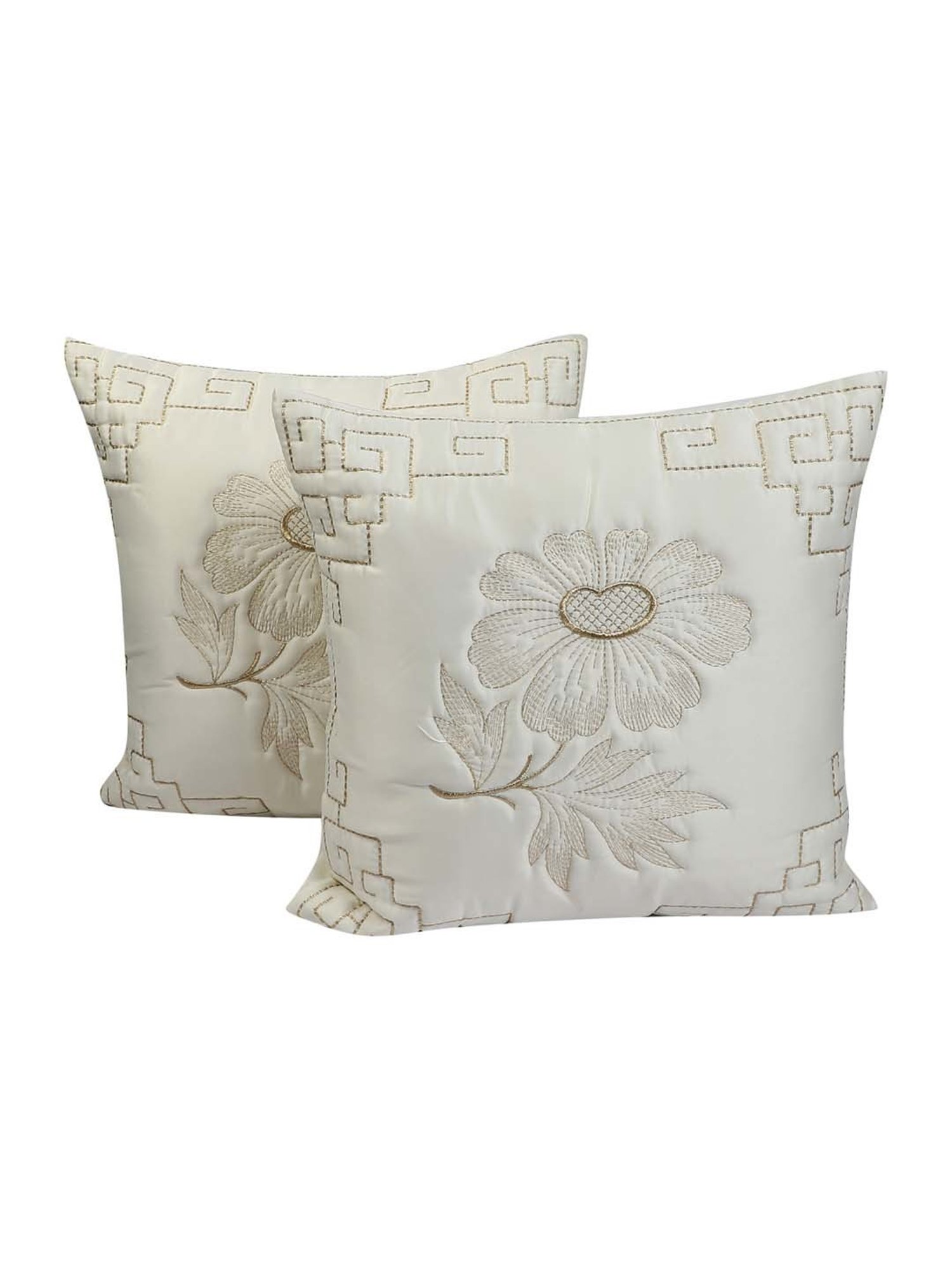 MFD HOME Furnishing White Satin Cushion Cover - Set of 2