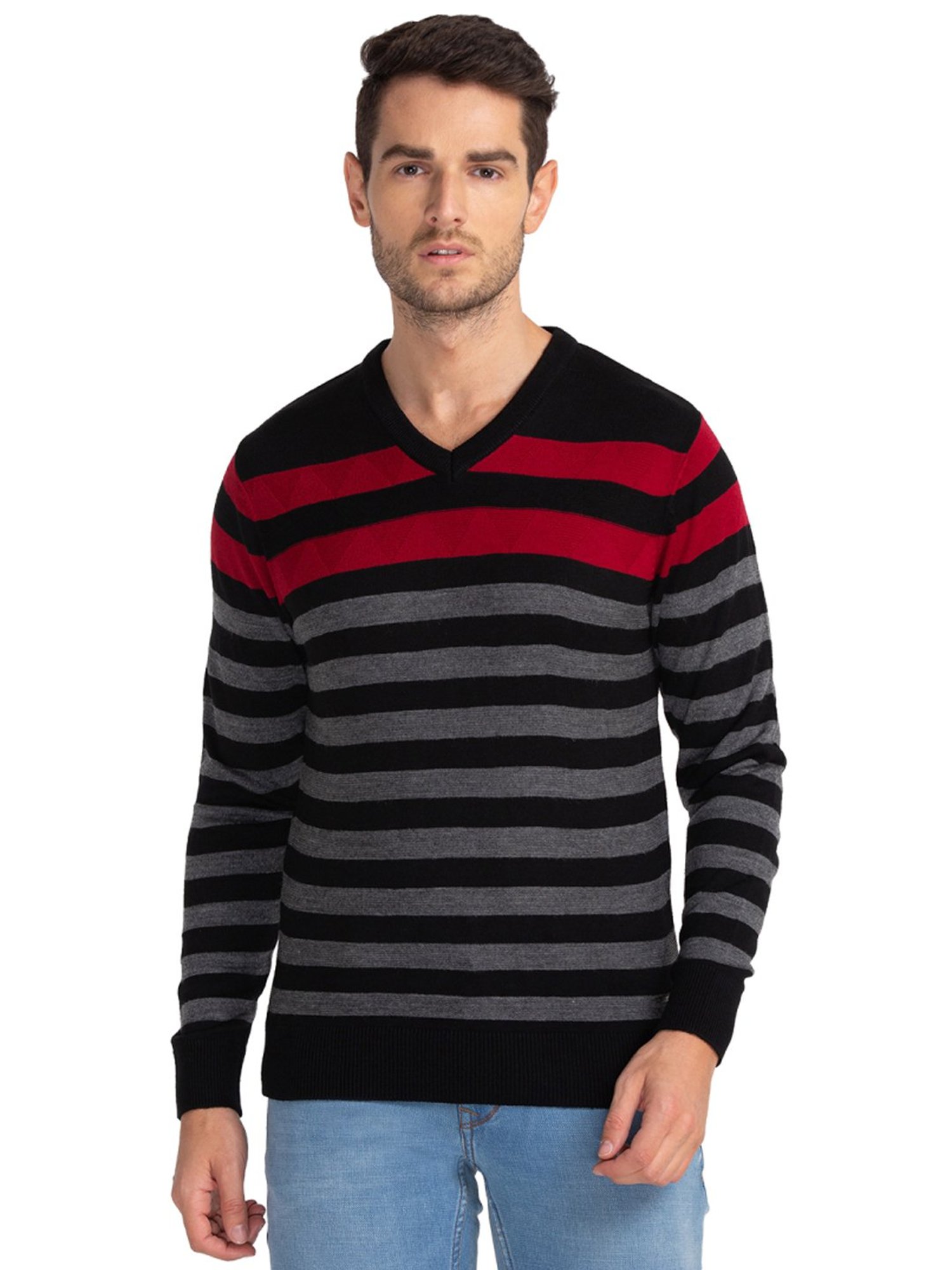 Parx Multi  Regular Fit Striped sweater