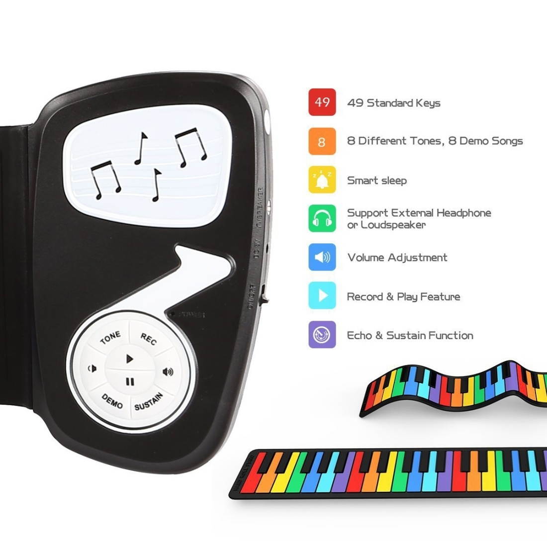 49-key Hand Roll Silicone Children Electronic Piano