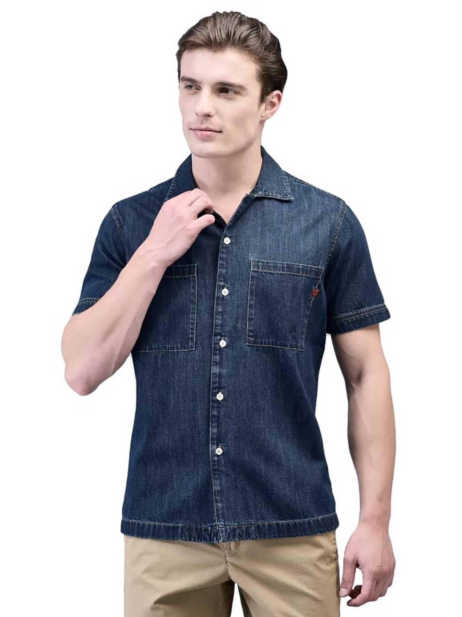Woods Indigo Blue Regular Fit Cotton Shirt