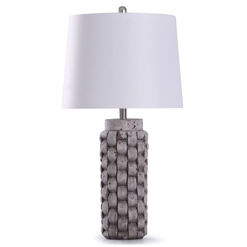 Possini Euro Design Industrial Table Lamp Oil Rubbed Bronze Clear Glass Burlap Tapered Drum Shade for Living Room Bedroom Bedside