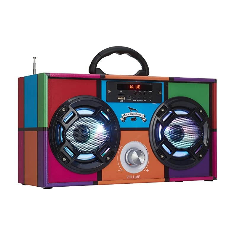 Mini Boombox with LED Speakers Retro Bluetooth Speaker wEnhanced FM Radio Perfect for Home and Outdoor Retro Multi