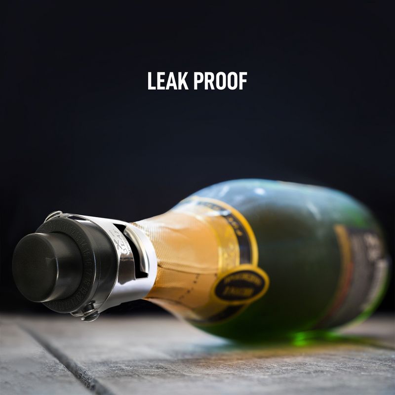 Zulay Kitchen Champagne Stopper & Cork with Built-In Pressure Pump - Black