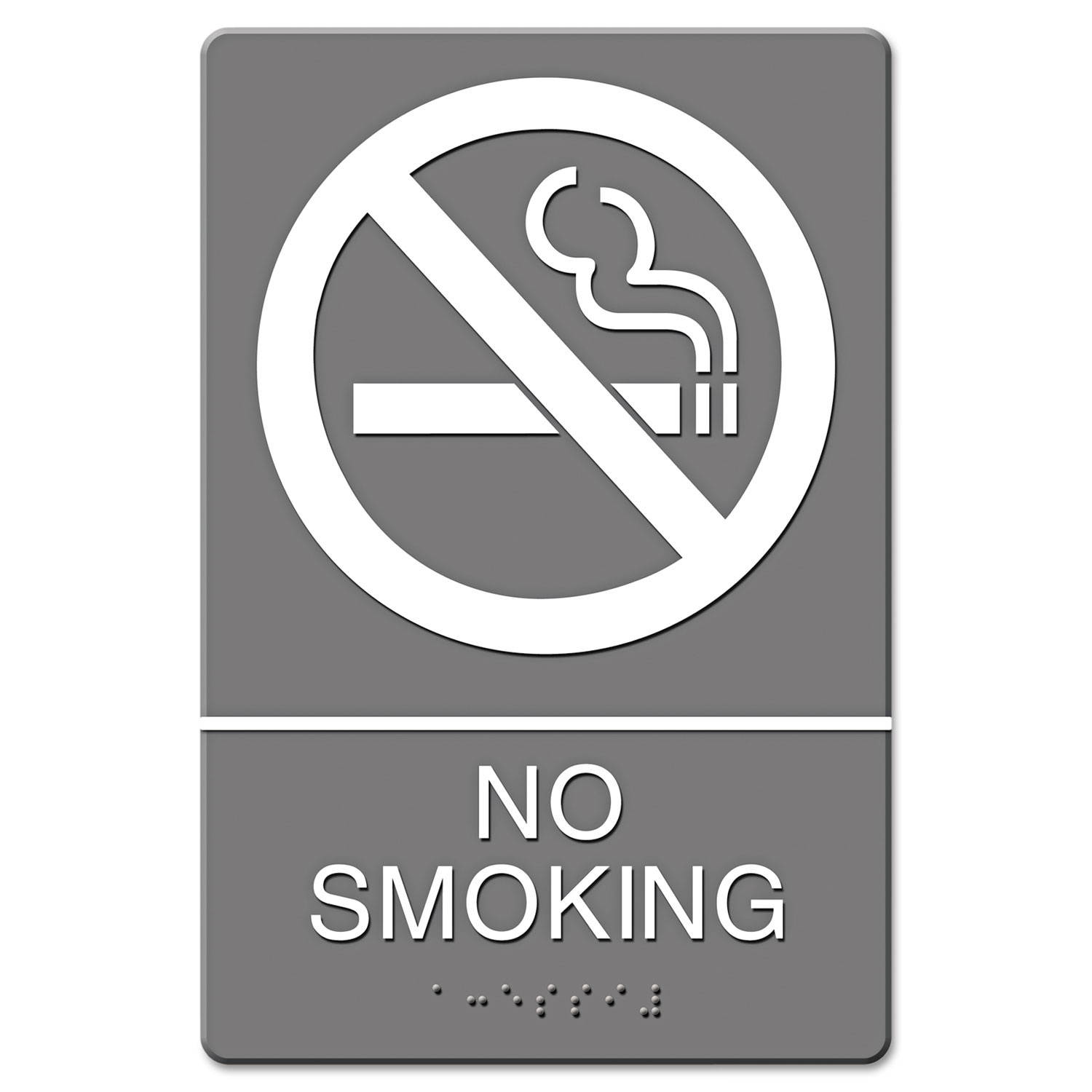 Headline Sign ADA Sign No Smoking Symbol w/Tactile Graphic Molded Plastic 6 x 9