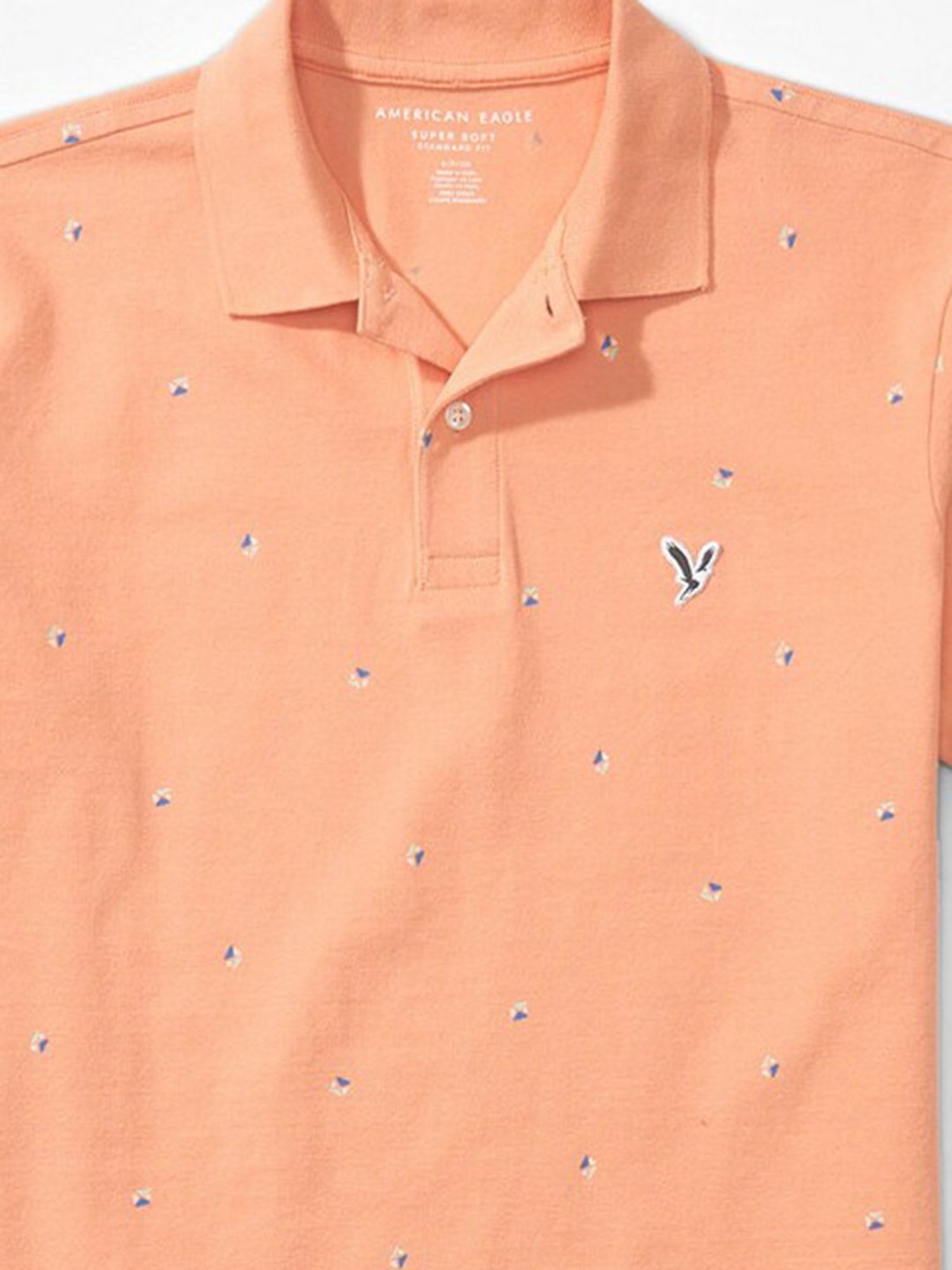 American Eagle Outfitters Orange Regular Fit Printed Polo T-Shirt