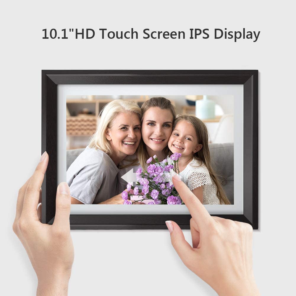 Dragon Touch Digital Picture Frame WiFi 10 inch IPS Touch Screen HD Display, 16GB Storage, Auto-Rotate, Share Photos via App, Email, Cloud - Classic 10  color white