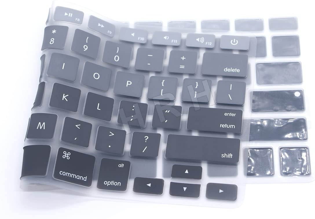 HRH Silicone Keyboard Cover Skin for MacBook Air 13,MacBook Pro 13/15/17 (with or w/Out Retina Display, 2015 or Older Version)&Older iMac USA Layout,Ombre Gray