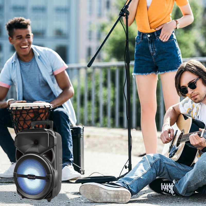 Studio Z STZP-800 8 Inch Portable Rechargeable Speaker Woofer Entertainment System with USB Music Stream and Handheld Wired Microphone