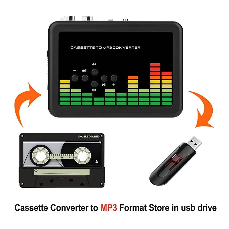 Cassette to MP3 Converter  Portable Cassette Recorder Player Audio Music Cassette Tape to Digital Converter Player with Earphone No Need Computer