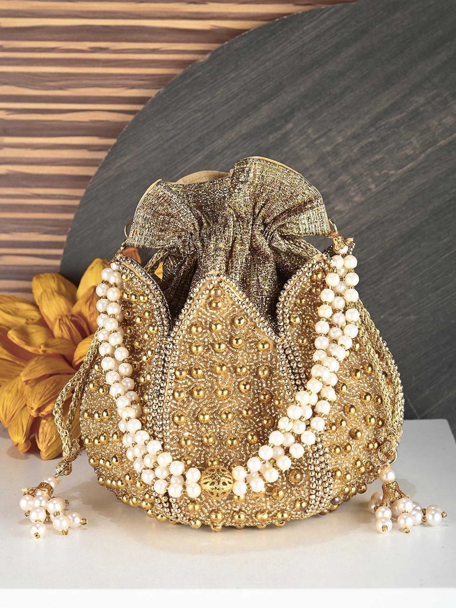Gaurapakhi Golden Embellished Potli