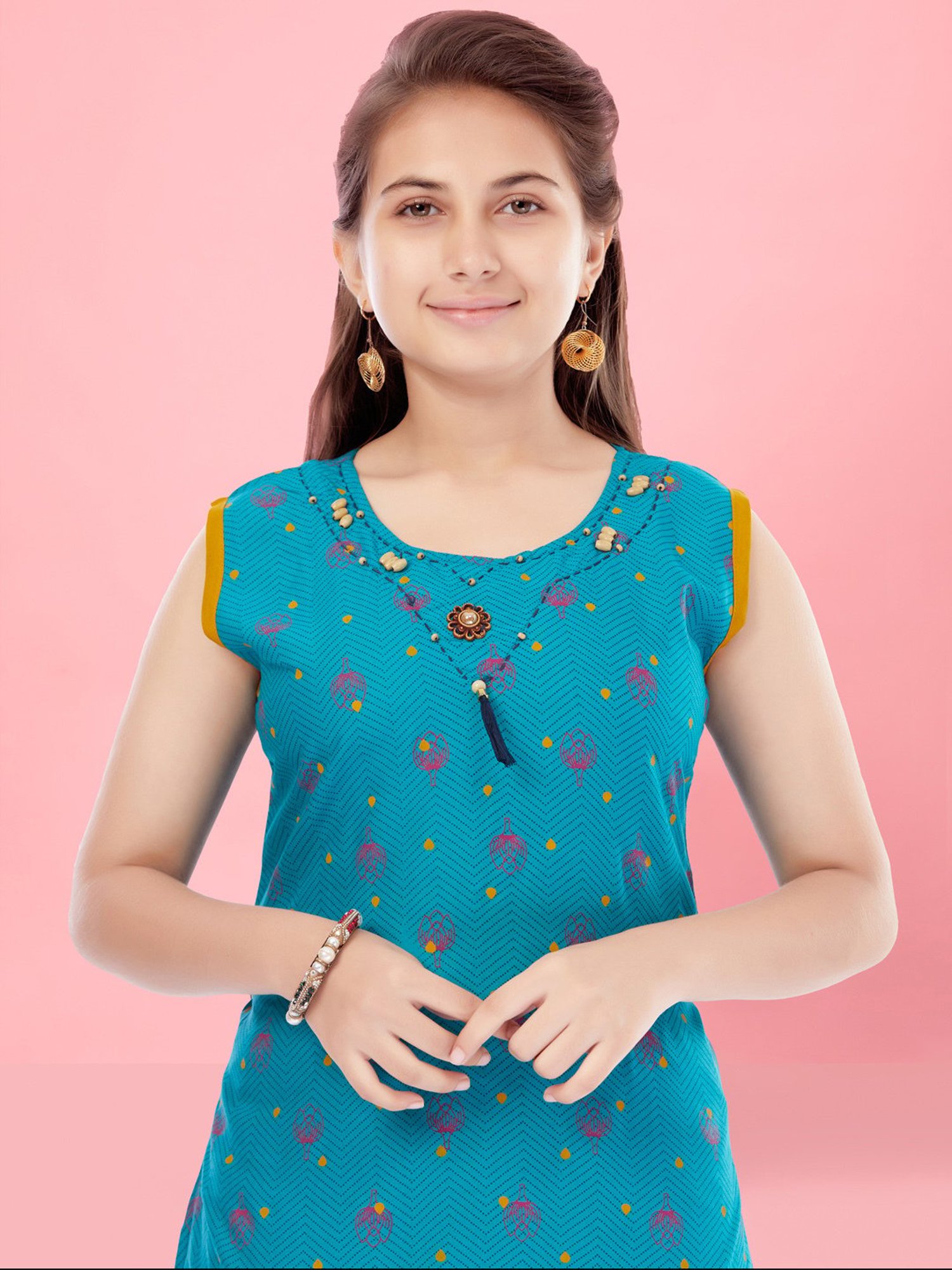 Aarika Kids Blue Printed Kurta