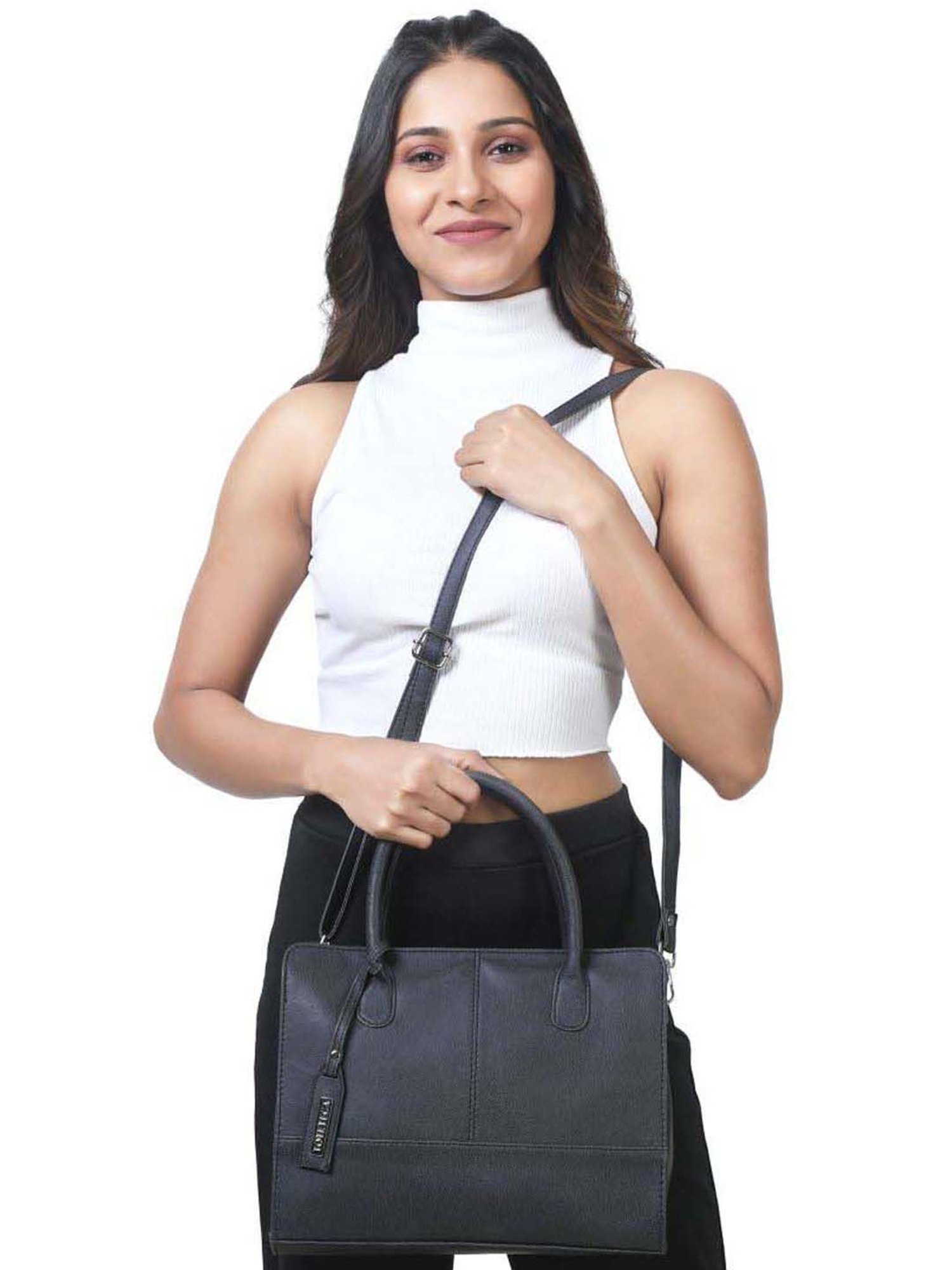 Toteteca Black Solid Medium Handbag