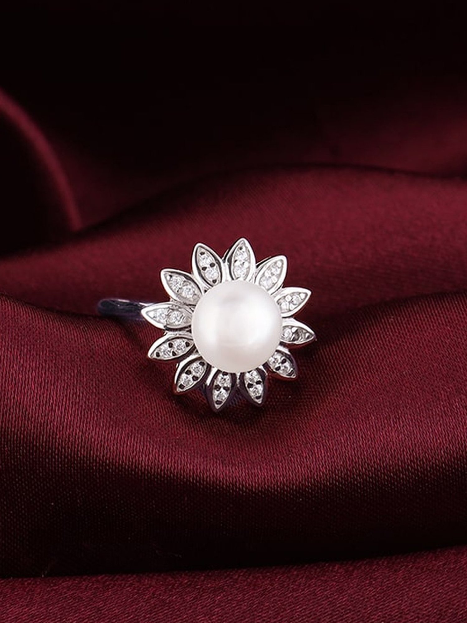 GIVA 925 Silver Pearly Bloom Ring for Women & Girls