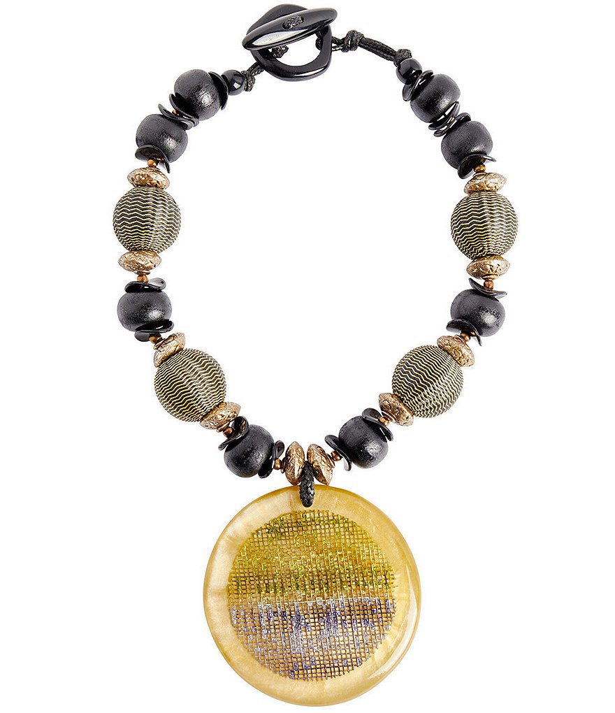 Ming Wang Large Bead Medallion Pendant Necklace