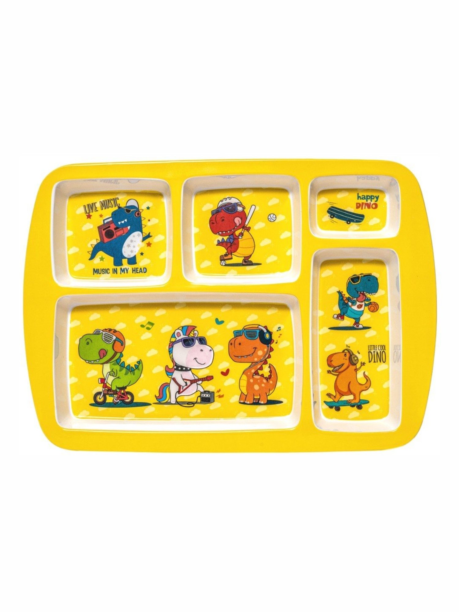 Stehlen Multicolor Melamine Kids Partition Plate - Set of 5