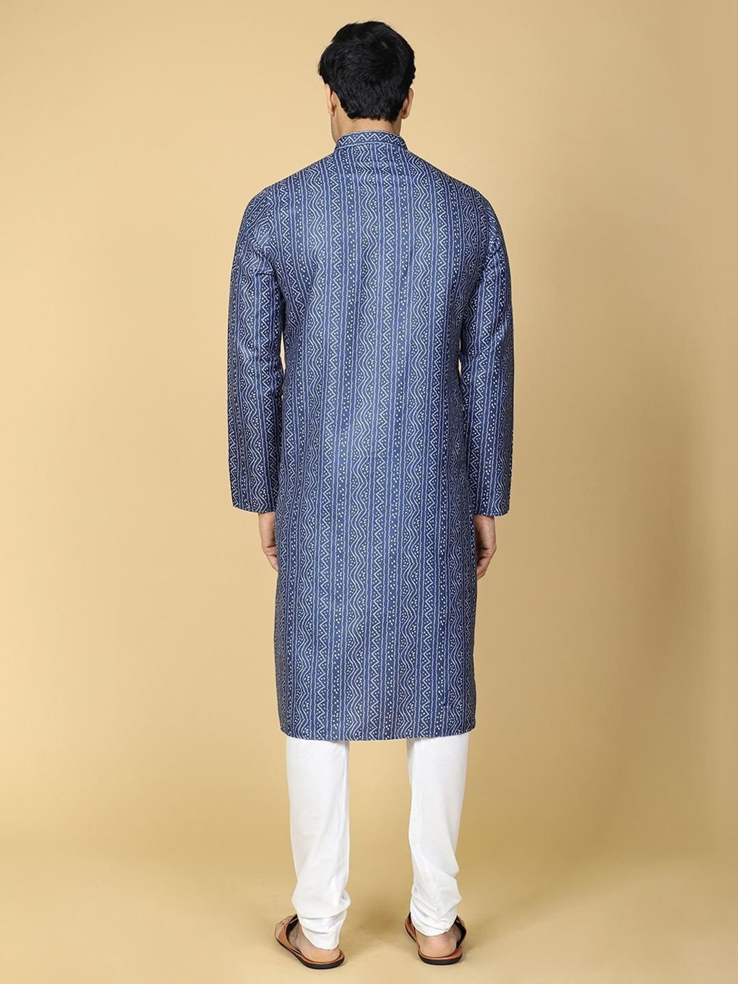 TABARD Blue Cotton Regular Fit Printed Kurta Bottom Set