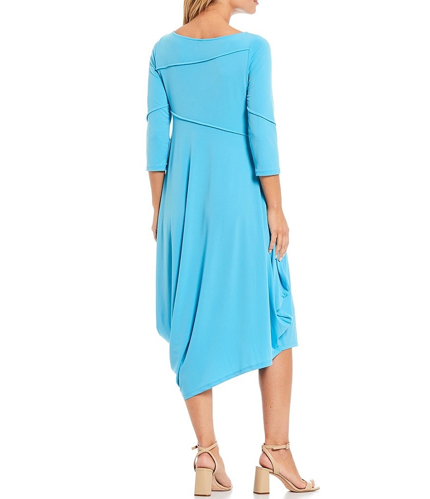 IC Collection Boat Neck Asymmetrical Hem Shift Dress