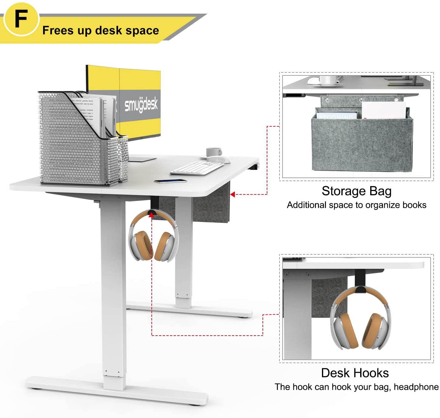 SMUGDESK 55'' x 28'' Electric Gaming Desk , Sit & Standing Racing Gaming Desk, Height Adjustable Table Home Office Desk with Splice Board and Black Frame ,Black