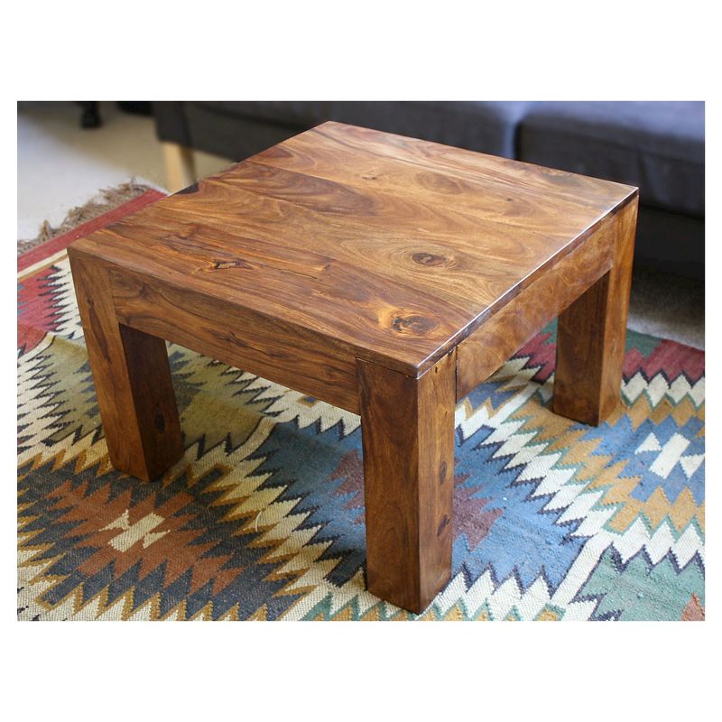 Handcrafted Medium Cube Square Table - (16H X 23.5W x 23.5D) - Natural - Timbergirl
