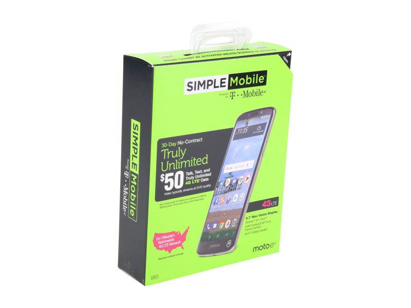 Motorola Moto E5 Gray Simple Mobile Prepaid Cell Phone