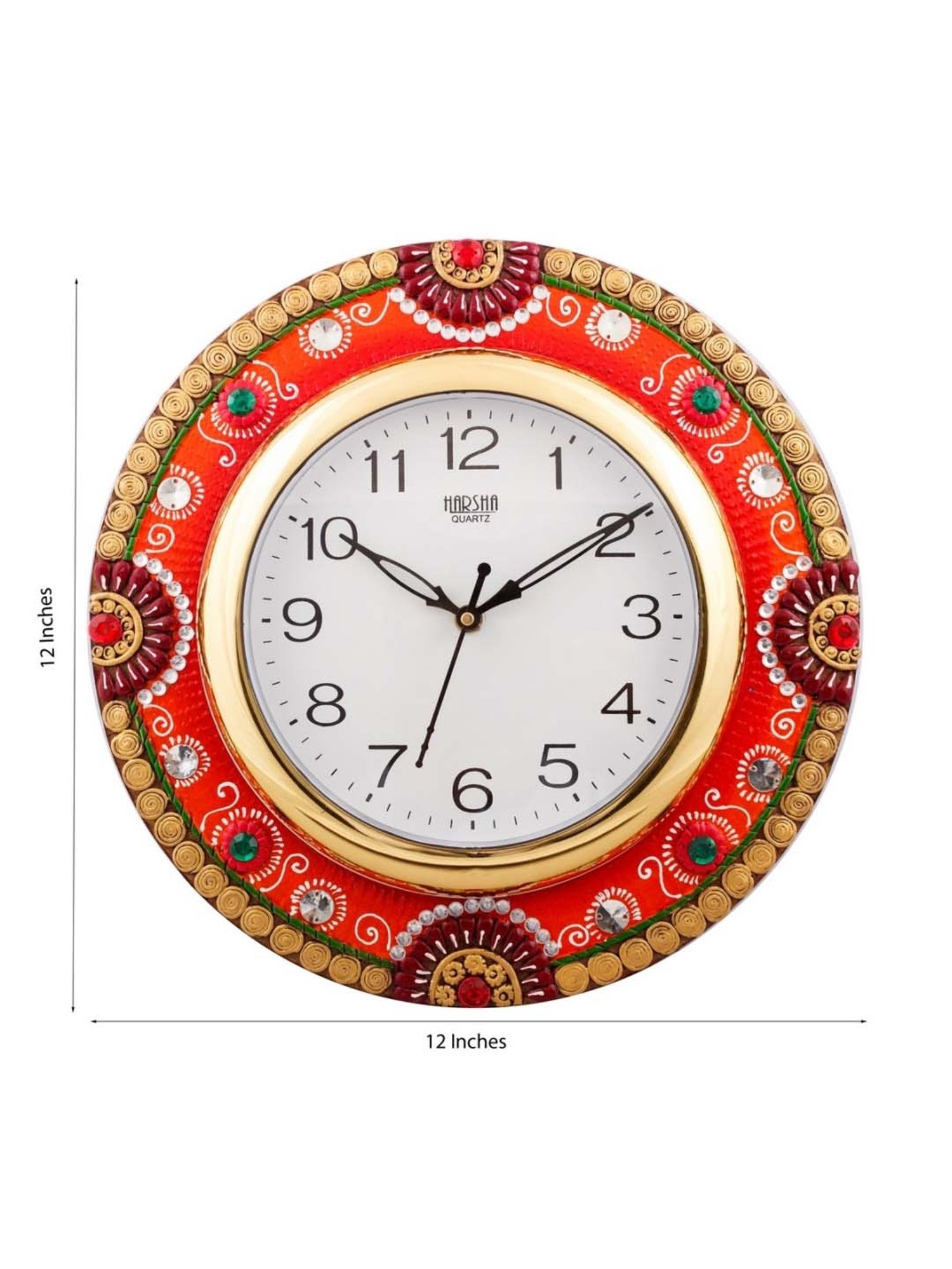 eCraftIndia Exquisite Papier-Mache Wooden Handcrafted Wall Clock
