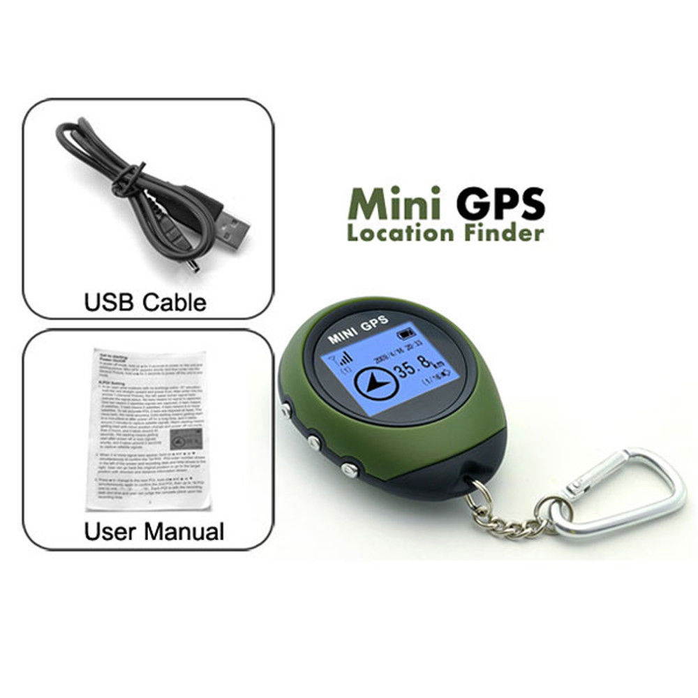 Mini GPS Locator, Portable GPS Locator Tracker for Outdoor Mountaineering Guide, Tracking Device Travel Portable Keychain Locator Pathfinding Motorcycle Vehicle Sport Handheld Keychain