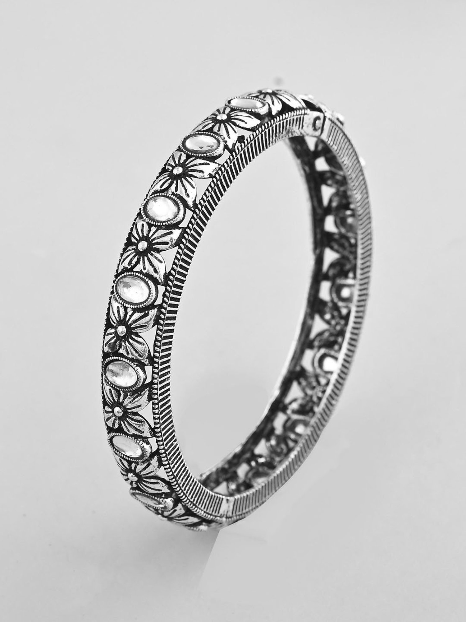 NVR Rhodium-Plated Stainless Steel Bohemian Chain for Men