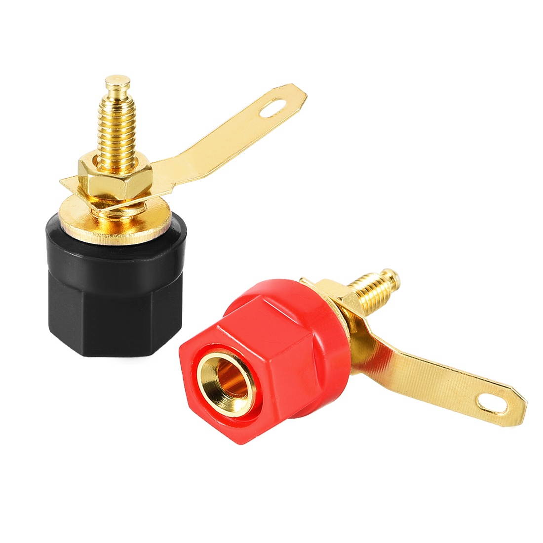 2 Pairs Binding Post Terminal, M4 Thread Power Amplifier Speaker Connector, Banana Plug Jack Socket 1.14-inch Length