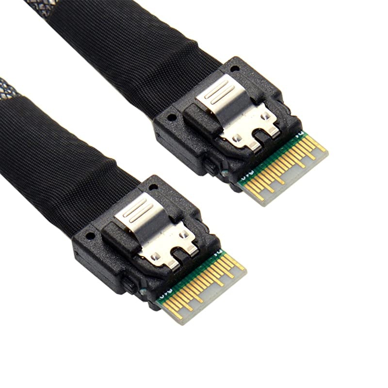 Slim Line SAS 40 SFF8654 4i 38pin Host to SFF8654 38pin Target Raid Cable 50cm