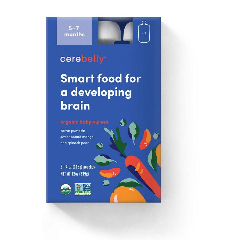 Cerebelly Clean Label Project Purity Award Winning, 5-7 Months Organic Baby Food Variety pk