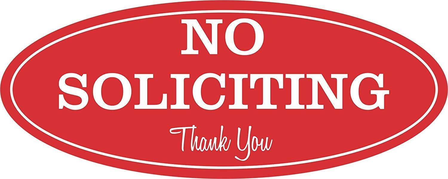 Oval No Soliciting Sign (Red) Large