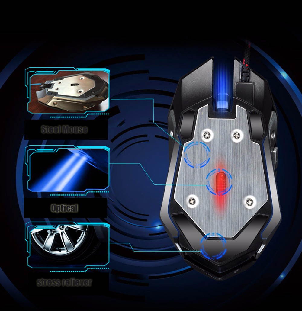 Funtech Gaming Mouse Ajustable 3200 DPI 6 Buttons Optical High-grade USB Wired Game Mouse Gamer 4 Color Breathing Variable Light