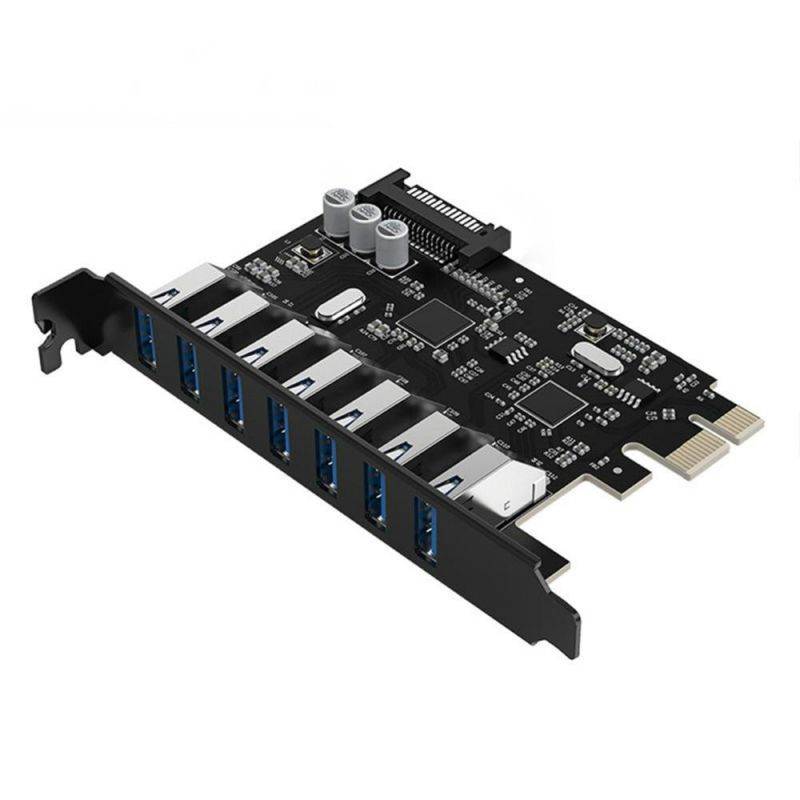 Plugadget 7 Port USB3.0 PCI-E Express Card Sata to 15 Pin High Speed Extender Adapter Card Power Connector