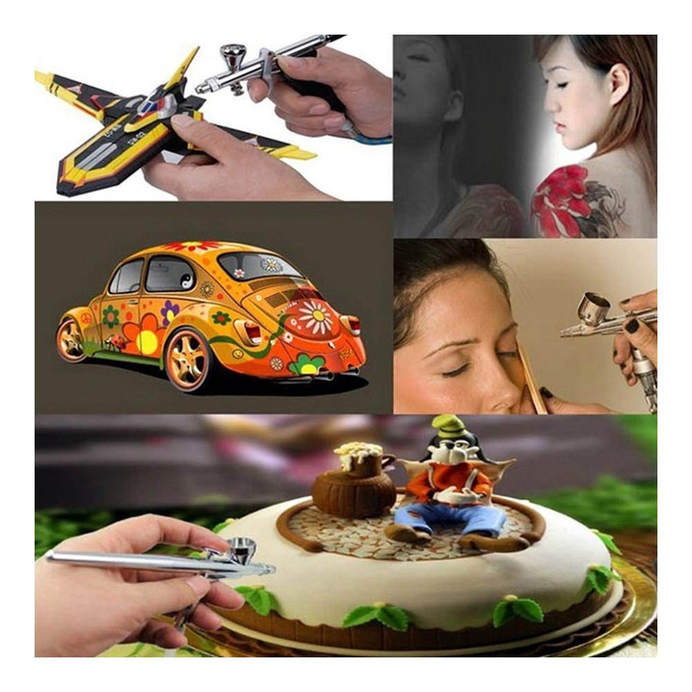 AirBrush Compressor Air brush Kit 0.4mm 2cc Spray Tattoo Nail Art Paint Gun Mini  pink