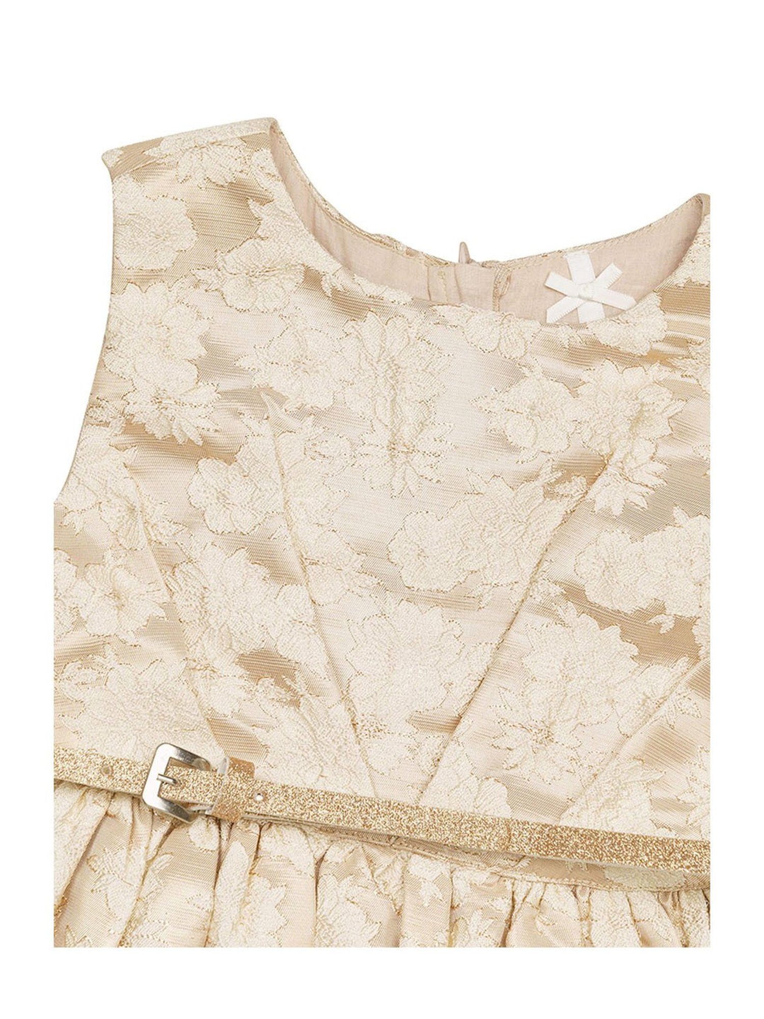 H by Hamleys Girls Beige Self Design Dress with Belt