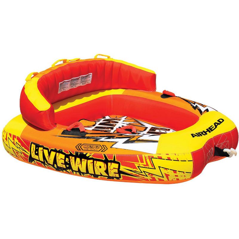 AIRHEAD AHLW-2 Live Wire 2 Inflatable 1-2 Rider Boat Towable Tube with Tow Rope