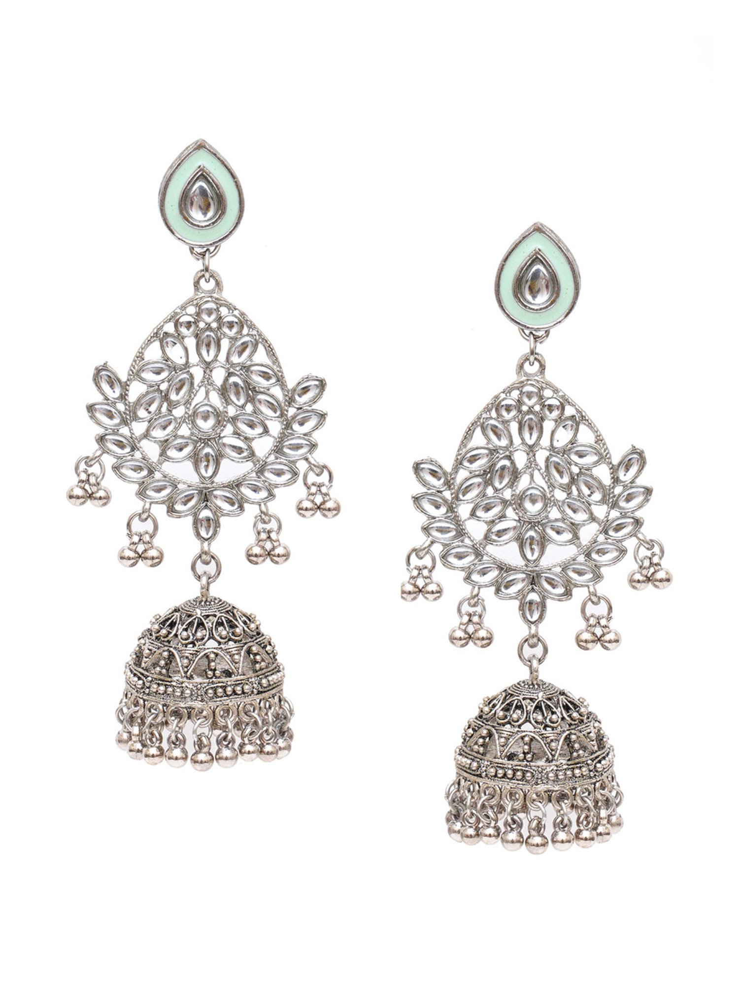 Karatcart Oxidized Silver Handcrafted Jhumki Earrings