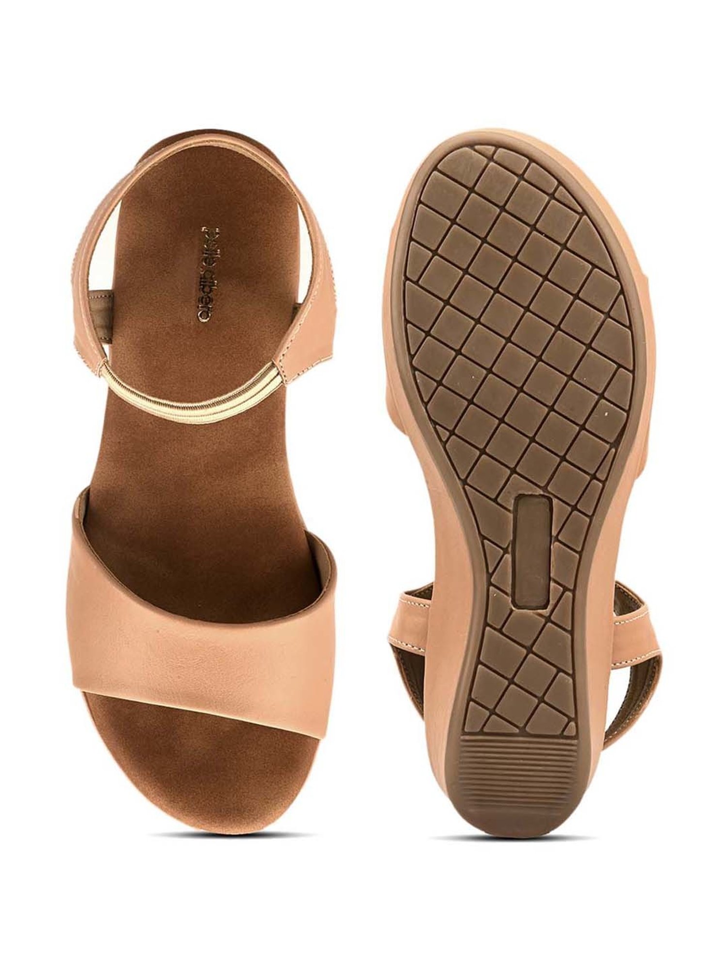 Pelle Albero Women's Beige Ankle Strap Wedges