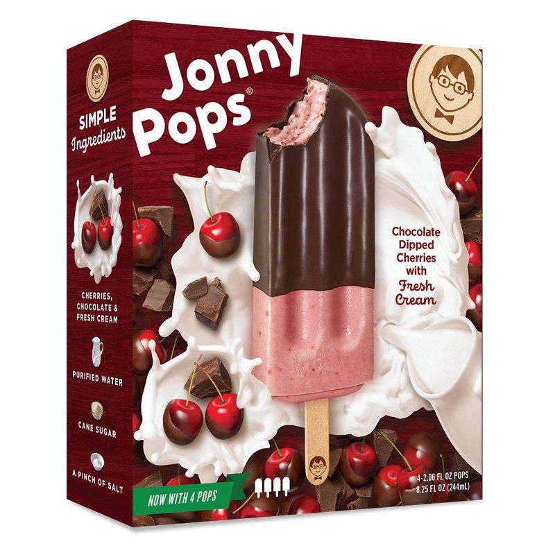 JonnyPops Cherry Chocolate & Cream Frozen Fruit Bars - 4pk/8.25oz