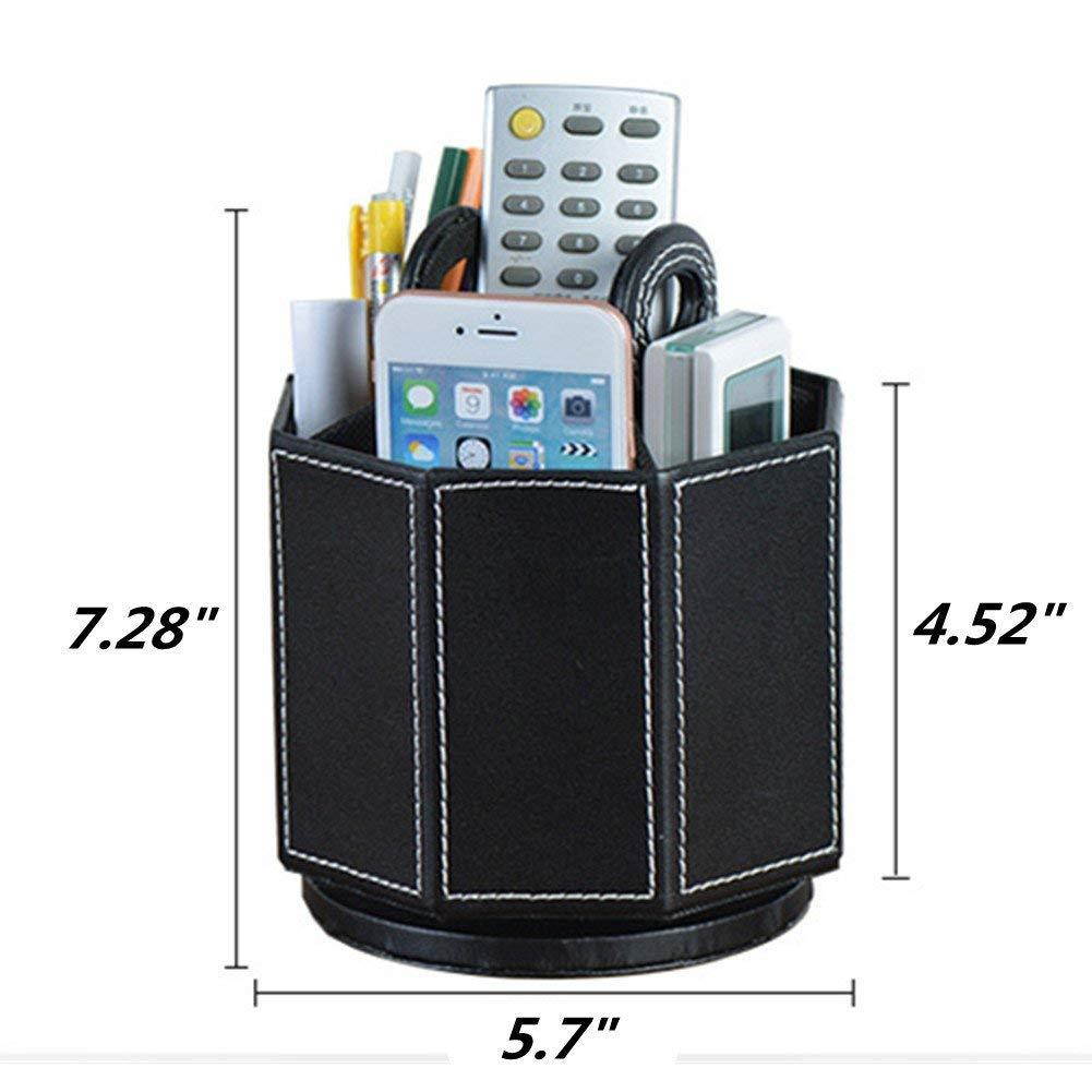 Daixers PU Leather Rotatable Remote Control Holder Storage Container for TV Remote Phone Caddy Eyeglasses