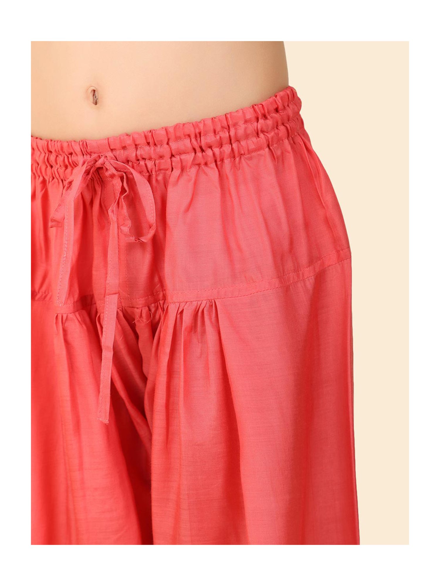 Fabindia Kids Teal & Coral Floral Print Kurta, Salwar With Dupatta