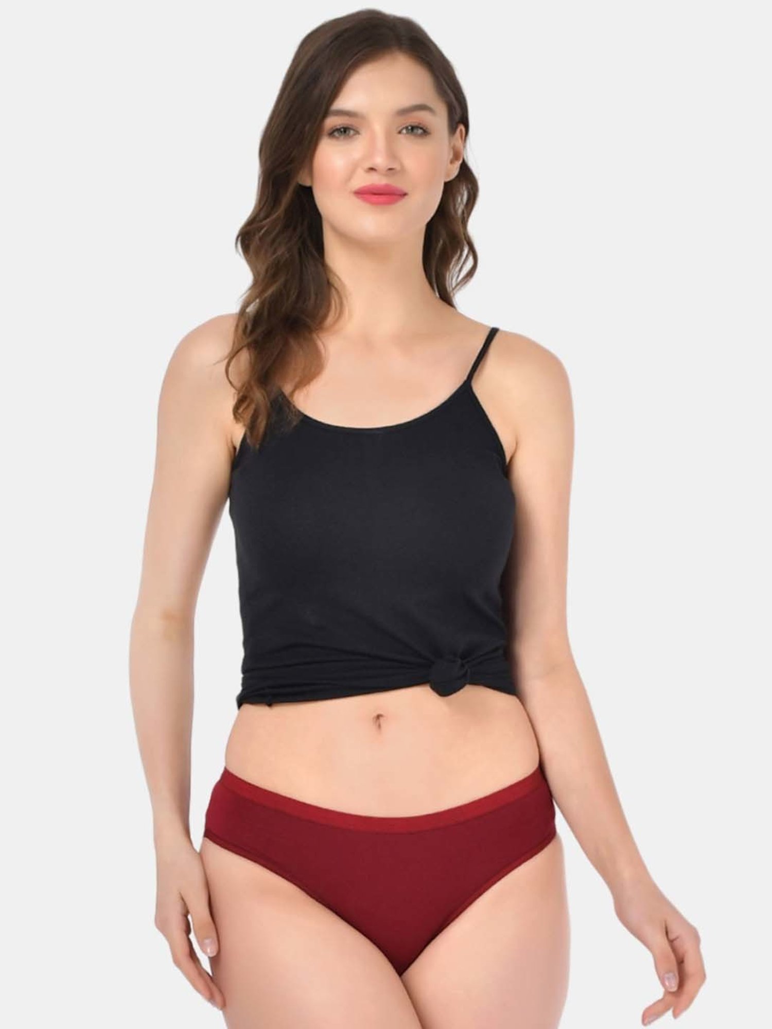 Bleeding Heart Red & Black Plain Panties - Pack Of 3