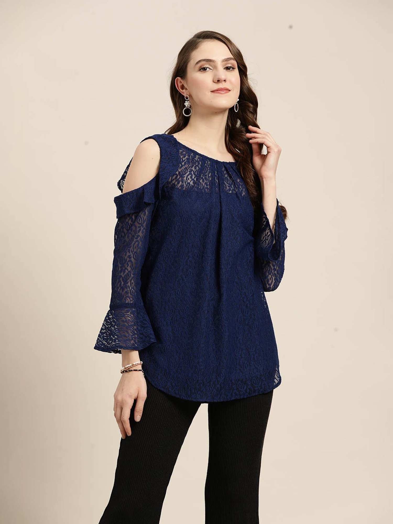 Qurvii Navy Self Design Top