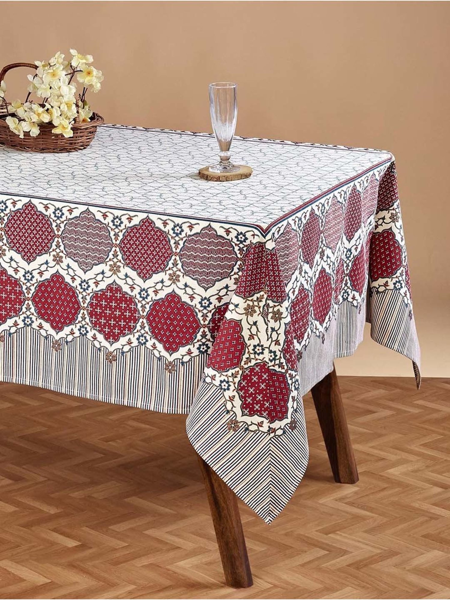 Romee Beige Cotton Checks Table Linen Sets