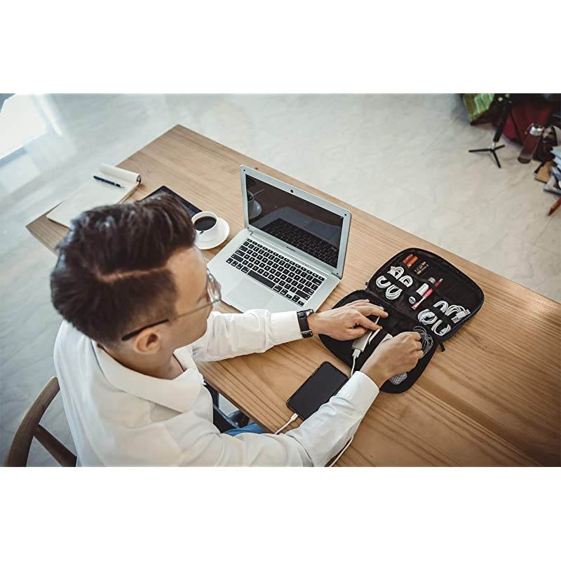 Travel Electronic Organizer Cases Electronics Accessories Storage Bag Portable for Tablet 79 Hard Drives Cables Memory Sticks SD Cards Black